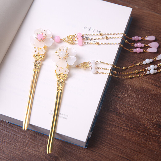 Ancient style hairpin headdress, classical Hanfu, tassel hairpin, ancient costume, daily performance hairpin, fairy fresh accessories, single white bead hairpin