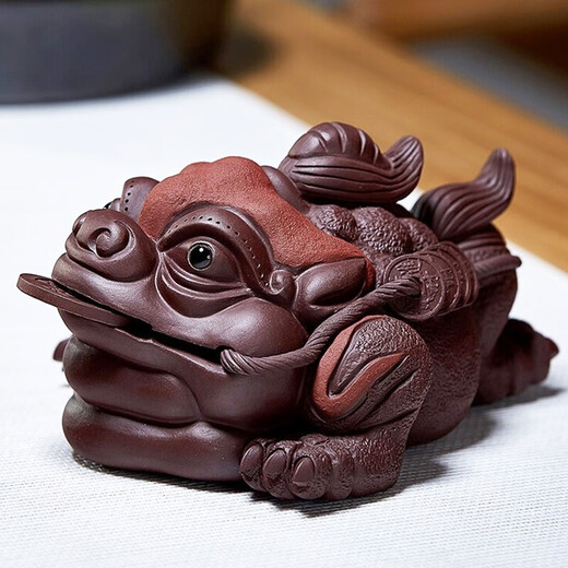 Zun Pot Zisha Tea Pet Golden Toad Can Raise Creative Boutique Ornaments Three-legged Golden Toad Good Luck Head Tea Set Accessories Good Luck Head