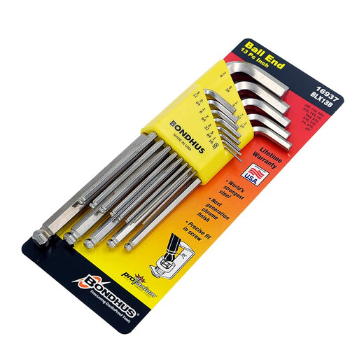 
BONDHUS American Allen Wrench Set Public Imperial Extended Ball Head Screwdriver Imported Hardware Tools Six 12137 (0.05-3/8) Imperial Flat Head 13-Piece Set