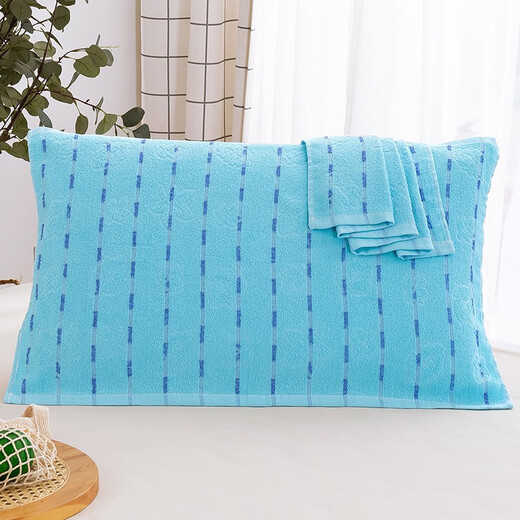 蓝色毛圈枕巾学生宿舍单人防滑不脱落男生枕头巾 玫瑰蓝（枕巾单 玫瑰绿（枕巾两条装）