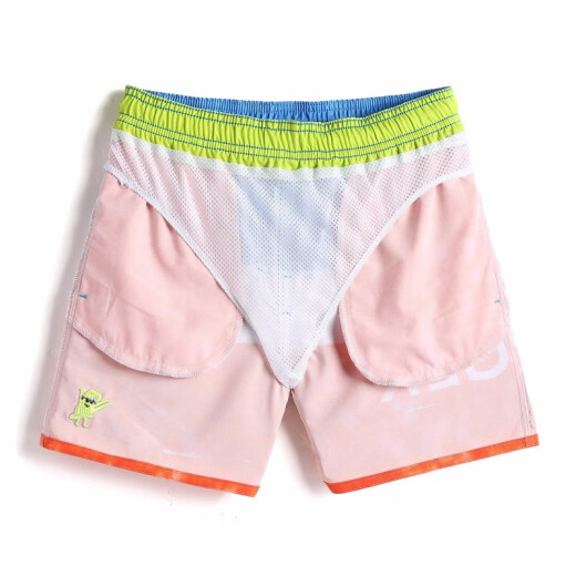 Gai Langxia elastic quick-drying children's beach pants for middle and large children, loose shorts for boys and girls, beach vacation boxer swimming trunks, orange 6A (110-120)