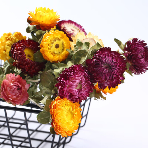 Aiman dried flowers, real flowers, Yunnan straw chrysanthemums, small daisies, natural air-dried bouquets, flower arrangements, internet celebrity decorative ornaments, wheat straw chrysanthemums, colorful bouquet (20 flowers), dry branches