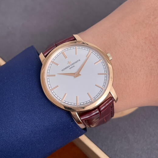 Occasion 99 nouvelle Vacheron Constantin Heritage Series 43075/000R-9737 or rose plaque blanche ceinture crocodile montre mécanique d'affaires décontractée pour hommes