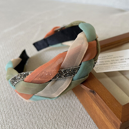 Xiangwan headband, retro blue and orange headband, high skull headband, feminine hairpin, high-end, versatile hairband, outer hair accessory