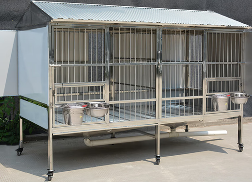 HKML Outdoor Stainless Steel Dog Cage Large Dog Outdoor Rainproof Medium Dog Flush Funnel Toilet Female Dog Cage Three Sided Baffles 110 Styles 110*75*156cm Boutique 202 Thickened Round Tube Style - Diameter 9.5mm Quick delivery within 1 day