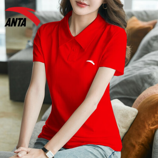 
Anta short-sleeved T-shirt for women 2022 summer new loose breathable lapel polo shirt running fitness light ice silk quick drying clothes outdoor half-sleeved T-shirt casual sportswear -4A14066 classic red XS/155