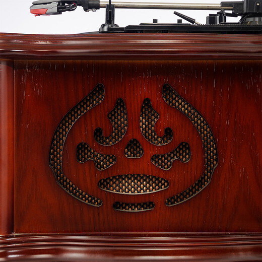 BOHLINJA European retro gramophone large speaker vinyl record player retro multi-functional Bluetooth audio radio U disk playback home living room decoration 013C single host (light walnut color)