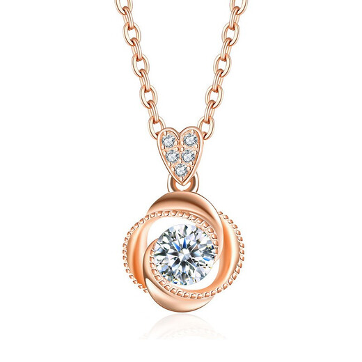 French four-leaf clover necklace for women, rose gold clavicle chain pendant, birthday gift for girlfriend and wife, rose gold (set with 50-point zirconium diamond)
