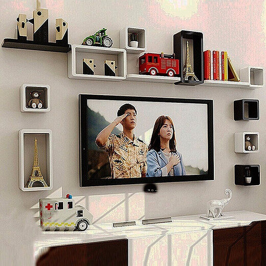 City code piano paint ready stock wall shelf living room TV background wall creative grid room C19-Package R