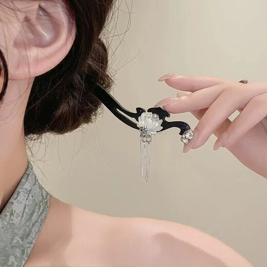 Meng Keduo Lotus Hairpin Ancient Style Chinese Style Step Shake Tassel Hairpin Children's Daily Niche Simple High-end Hairpin Accessories Ancient Style Hairpin Lotus Brocade