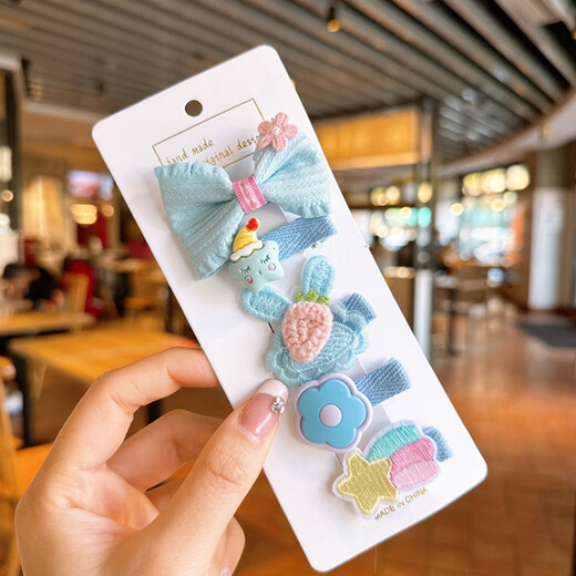 BARY REEF children's all-inclusive cloth does not hurt hair clip baby cute cartoon bb fetal hair clip female baby purple 5-piece set