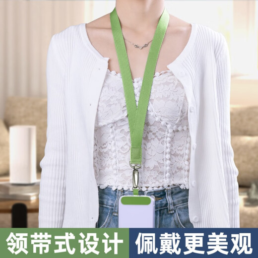 Yingyue mobile phone lanyard hanging neck work badge cross-body back card holder with wrist chain female camera USB disk ID key male anti-theft and anti-lost artifact patch clip pendant creative accessories Emma Orange [hangneck style] 2cm widened without neck strangulation, +Back sticker