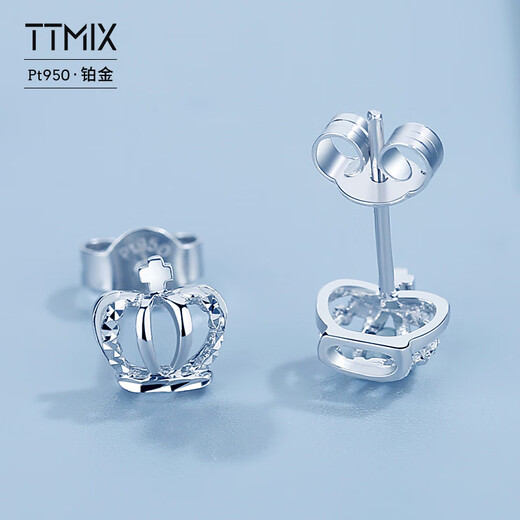 TTMIX platinum crown princess earrings for women platinum pt950 small fresh temperament earrings for girlfriend 1.8-1.9g