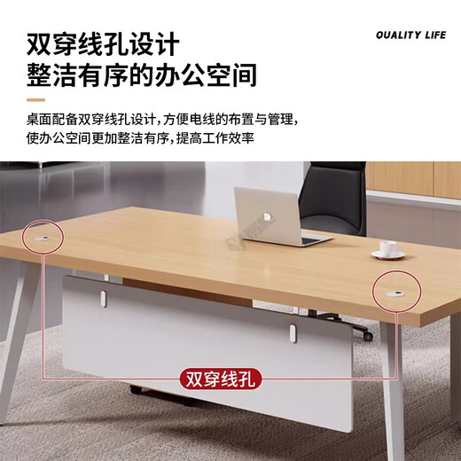 Lelike desk simple modern manager desk office desk and chair combination light luxury design lacquered boss desk president desk 160CM*80CM single table + side cabinet