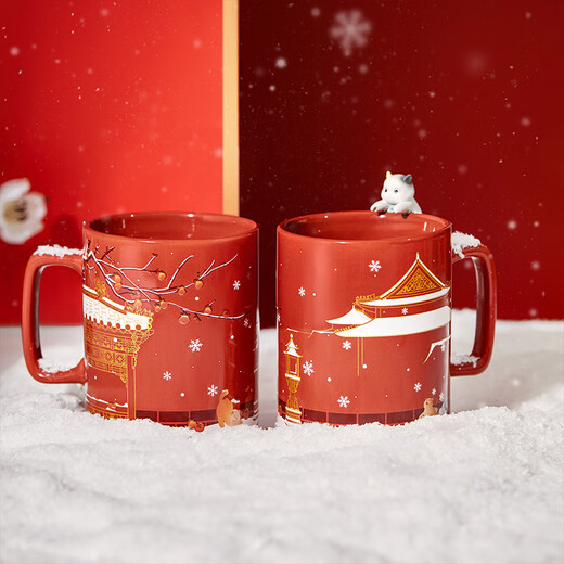 The Palace Museum’s snow temperature-sensitive color-changing mug, ceramic water cup, wedding, cultural and creative birthday gift, Double Ninth Festival, beautiful reproduction of the snow scene, 350ml 1 piece