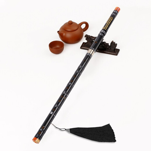 Minsine Bamboo Refined Flute Bamboo Flute C Key Single Plug White Copper White Coil Professional Flute Playing Instrument D45 Black