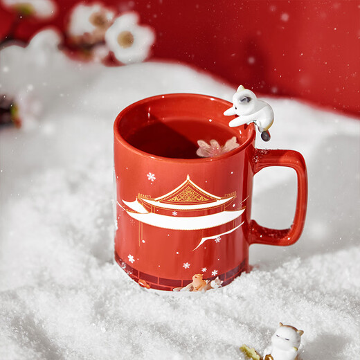 The Palace Museum’s snow temperature-sensitive color-changing mug, ceramic water cup, wedding, cultural and creative birthday gift, Double Ninth Festival, beautiful reproduction of the snow scene, 350ml 1 piece