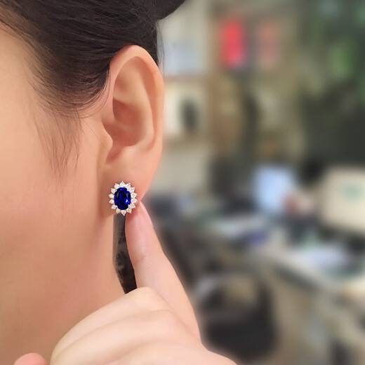 Feiyu S925 silver jewelry sapphire earrings for women simple temperament earrings crystal tourmaline tanzanite fashion earrings blue earrings/pair
