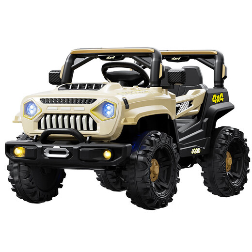 La voiture électrique pour enfants Qidong à quatre roues peut être un être humain pour les enfants de 1 à 3 à 5 ans, la voiture jouet télécommandée peut conduire un véhicule tout-terrain pour bébé, gris de combat, quatre roues motrices, Bluetooth + télécommande + siège en cuir 12 V
