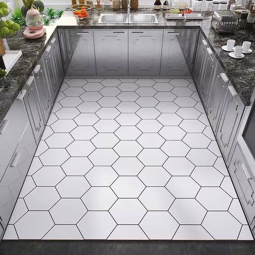 Kitchen floor mat is waterproof and oil-proof, large area can be cut and scrubbed for home use, PVC non-slip, full balcony, entrance hall, 200*300 cm, Champagne Reunion