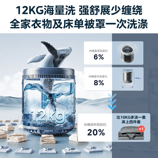 Midea pulsator washing machine fully automatic home MB120L3D 12kg large capacity direct drive frequency conversion first class energy efficiency mite removal trade-in 20% national subsidy for home appliances