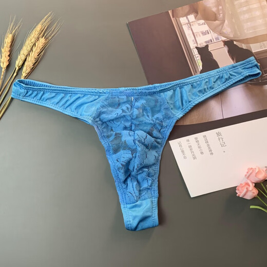 Long Night Men's Sexy Underwear Abnormal Lace T-string Men's Sexy See-through Men's T-string Pants Green One Size