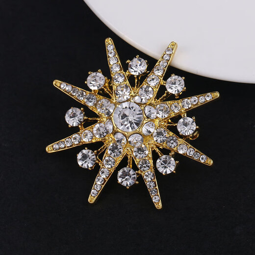 Sili anti-exposure corsage Korean style suit eight-pointed star men's brooch personalized light luxury accessories pin silver sparkling diamond eight-pointed star