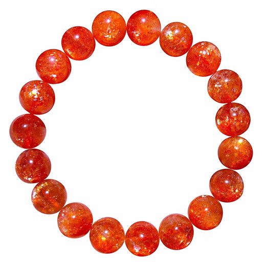 Sakura Natural Gold Sunstone Bracelet Orange Gold Sand Sunstone Gold Strawberry Crystal Arusha Crystal Bracelet Men and Women Gift Collection Grade Natural Gold Sun 7mm