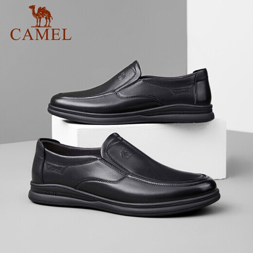 Camel (CAMEL) business casual shoes autumn middle-aged men's soft leather slip-on shoes A132287560-1 black 39