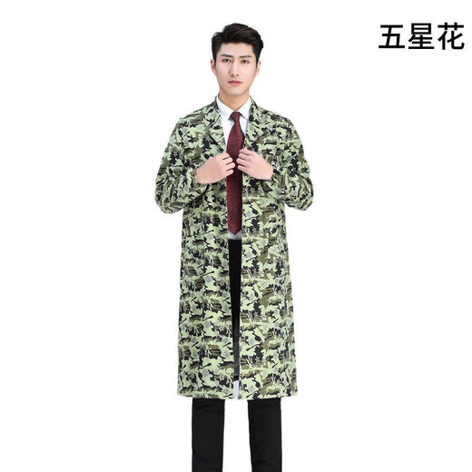Guiren Xiong velvet thickened smock, warm coat, men's and women's work clothes, waterproof and oil-proof camouflage long coat, kitchen long-sleeved labor protection suit, regular without hood, navy blue, large size (160-200)