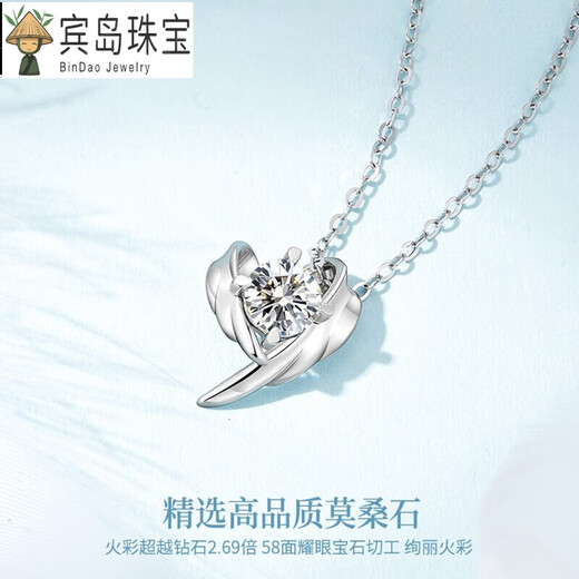 Xuanxian necklace female gift guardian wings wings moissanite gold pendant high Chinese Valentine's Day birthday gift for girlfriend gift for girlfriend
