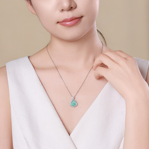 Heart Ginseng Jade Guaranteed Price 11.11 S925 Silver Inlaid Jade Pendant Women's Big Belly Buddha Jade Pendant Birthday Gift