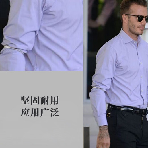 Kunsui metal sleeve cuffs, shirt sleeves, bartender arm cuffs, arm cuffs, sleeves, non-slip fixed spring rings, roll-up sleeve cuffs, 1 pair of metal cuffs, silver