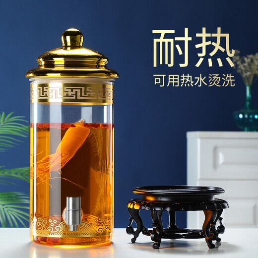 Enyi large diameter wine bottle with faucet thickened sealed glass wine jar medicinal wine jar 150Jin Jin equals 0.5kg + base