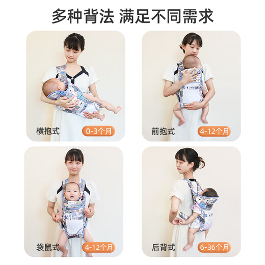 
Ken Meng Baby Baby Strap Front and Back Horizontal Holding Baby Breathable Simple Going Out and Holding Baby Artifact Liberates New Life Multifunctional Cartoon Mouse [Breathable Net Style (0~36 Months long to horizontally