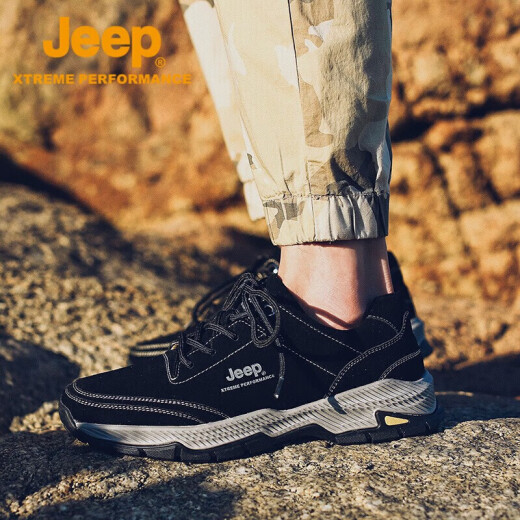 Jeep mountaineering shoes men's lightweight sports shoes men's non-slip wear-resistant training shoes plus velvet cold-proof and warm outdoor hiking shoes 1255