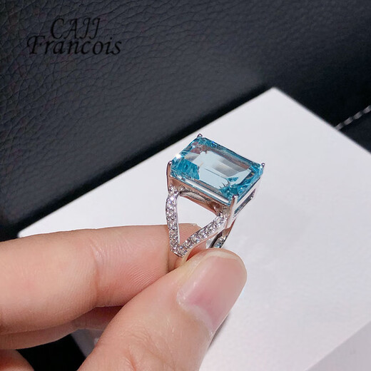CAJJ Francois 9.0 carat topaz ring for women, natural colored gemstone, jewelry gemstone, 925 silver inlaid, No. 13