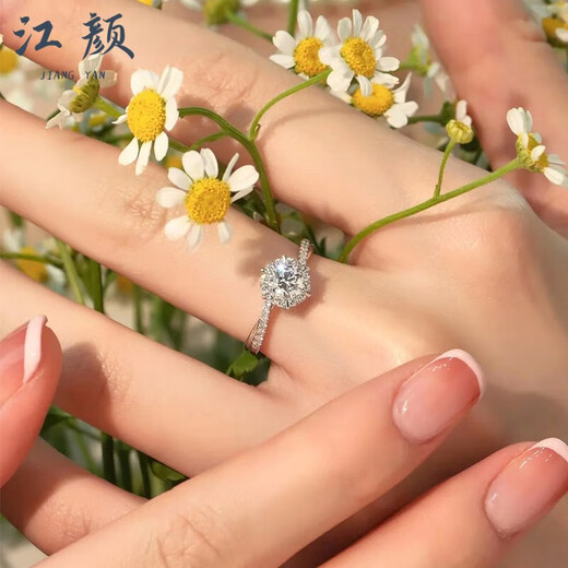 Jiangyan genuine D color moissanite ring 1 carat sterling silver couple ring a pair of closed-mouth proposal wedding rings for girlfriends six-pointed star 1-carat diamond ring defaults to open, please take a photo with closed mouth and leave message size