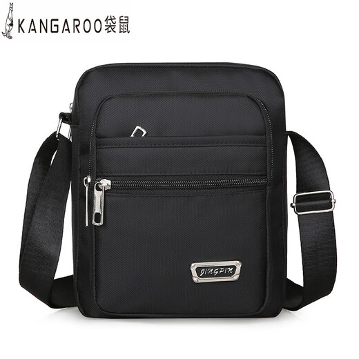 袋鼠（KANGAROO）男包休闲单肩包牛津布小背包男士包包休闲斜挎包帆布包手提商务潮 四拉基础款+YZ3519黑色