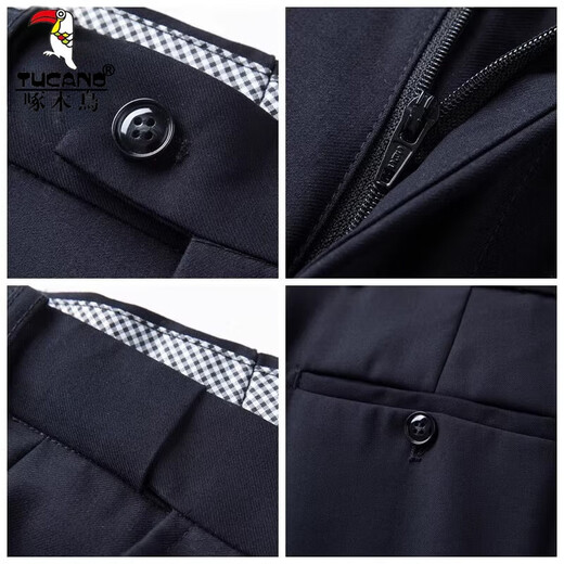Woodpecker Spring and Autumn Chinese Style Chinese Stand Collar Suit Mao Suit Men's Middle-aged Slim Tang Suit Men's Middle-aged Dad's Suit Pure Navy Blue Style 175A 140-156Jin Jin is equal to 0.5 kg