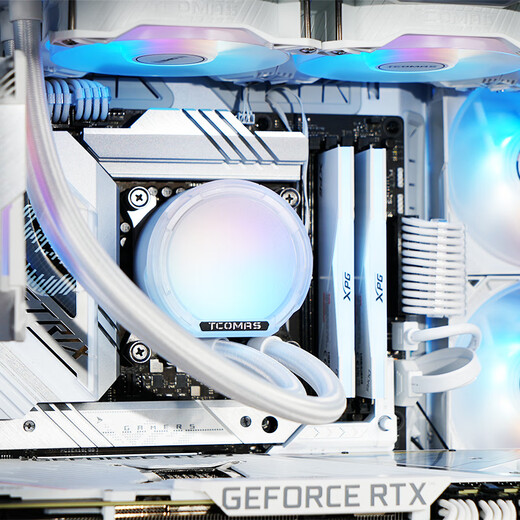 TCOMAS titanium tantalum SJ-A080 360 black integrated CPU water cooling radiator large cold head thickened cold exhaust fan ARGB light effect supports intel/AMD