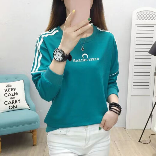 FHHUABD base shirt spring and autumn style for women can wear 2024 new spring top for women Korean style loose large size long-sleeved T-shirt for women 6187 apricot color M - recommended 85-100Jin [Jin equals 0.5 kg]