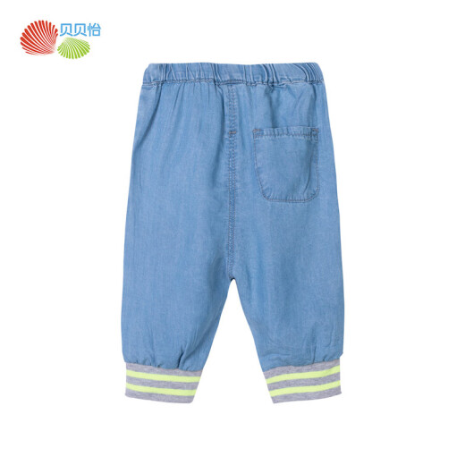 Beibeiyi boys and girls outer wear jeans summer baby breathable cropped pants children's casual pants light blue 24 months/height 90cm