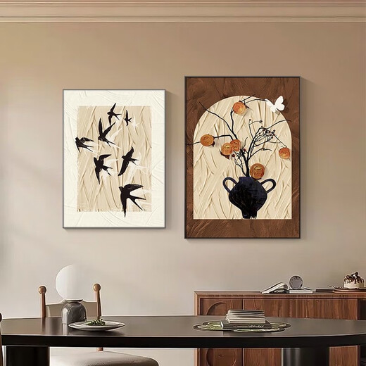 
Chengzi French desktop layout retro living room decoration painting medieval style restaurant persimmon Ruyi sofa background wall hanging painting JD15276 35*50 texture oil canvas ps black frame