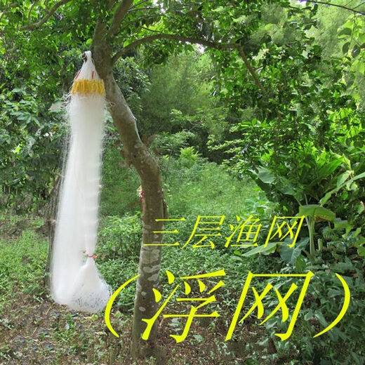 Vinoa fishing net cast net hand throw net three-layer floating net 1 finger-1.5 finger 2 finger-6 finger fishing net pull net with hanging sub-fish net three layers-floating net 1.5 meters 50 meters 3 fingers