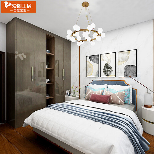 Aige Gongfang Whole House Customization Light Luxury Style Bedside Table Bedroom Furniture Custom Gold Sincerity Custom Gold 18 Square Meters Whole House Customization Package