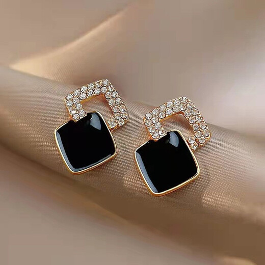 Jiuvia earrings for women, high-end, light luxury, cat's eye stone, four-leaf clover, new 925 silver needle earrings, ear jewelry for mother and girlfriend JYD199 geometric flash diamond