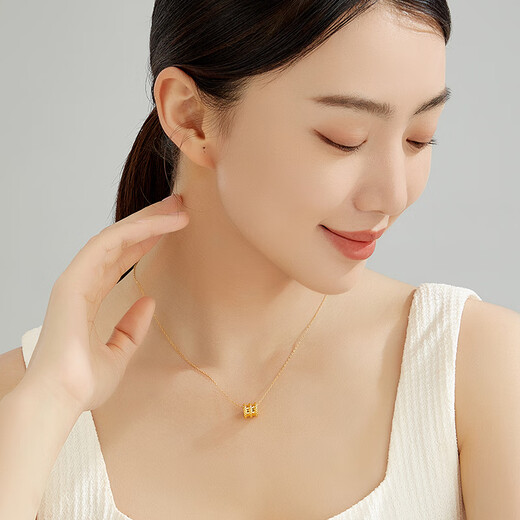 CHINA GOLD Small Waist Gold Pendant Transfer Beads Pure Gold Pendant Clavicle Chain Necklace Women's Valentine's Day Gift Pure Gold Pendant About 0.56g