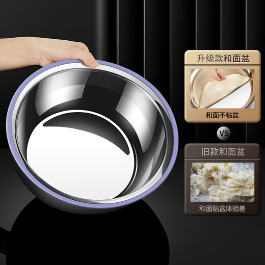 Laberton food-grade 316L stainless steel and basin with lid for household large-sized kneading basin kitchen sink soup basin inner diameter 36cm (316L stainless steel three-layer steel)