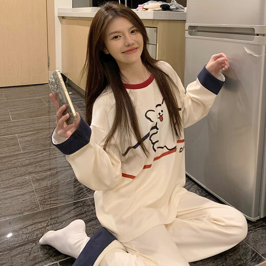 莫代尔长袖睡衣女春秋季小狗卡通可爱学生可外穿2025新款网红家居服套装 16813 KT猫旗舰款 M【建议80-95斤】